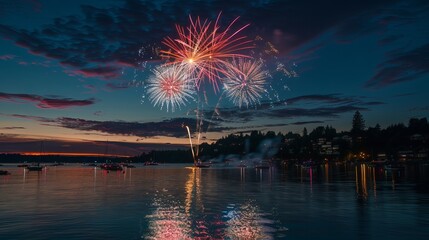 Fototapeta premium A sky full of color when fireworks light up the night.