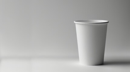 Minimalist White Paper Cup with Simple Design and Smooth Surface in Practical Background