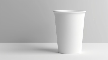 Minimalist White Paper Cup with Clean Design on Smooth Surface for Practical Background