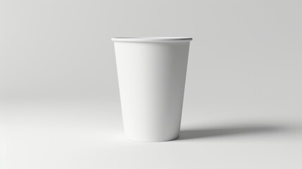 Minimalist White Paper Cup with Simple Design and Smooth Surface for Practical Background
