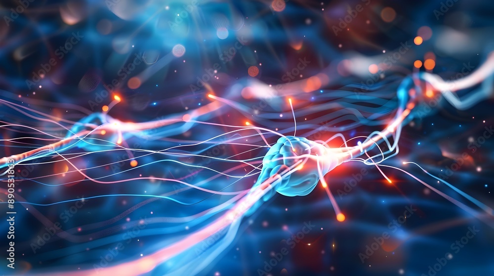Poster elastic fiber network of calming neural connections in motion