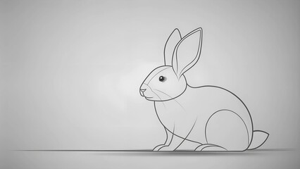 Obraz premium A Simple and Elegant Vector Illustration of a White Rabbit with Minimalist Line Art Generative AI artwork