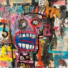 Obraz premium Chaos Collages prints. A colorful abstract painting depicting various shapes and patterns in rich colors. Dynamic chaos collage