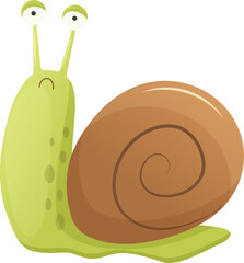 cartoon cute sad snail. vector funny character, emotion