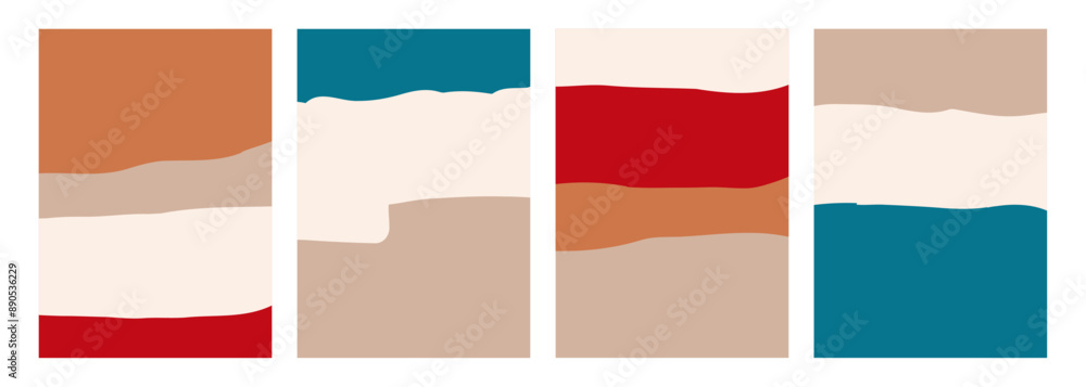 Poster set of abstract backgrounds with various color hand drawn dynamic shapes for creative graphic design