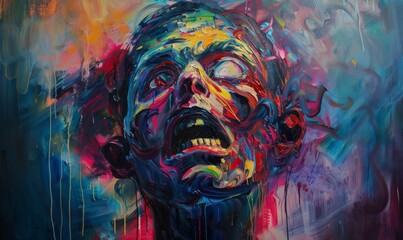 Abstract Painting of a Screaming Face