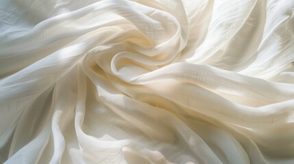 Obraz premium Softly Draped White Cotton Fabric Background for Serene and Airy Touch