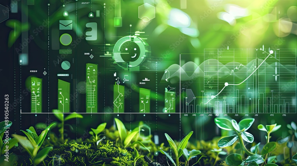 Poster background image depicting business growth with visual data elements.