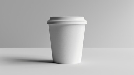 Minimalist White Paper Cup with Smooth Surface Background