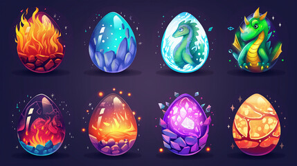 Asset of Dragon egg, game element, video game, slot game, Illustration