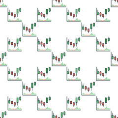 Obraz premium Candlestick vector Technical Analysis colored seamless pattern