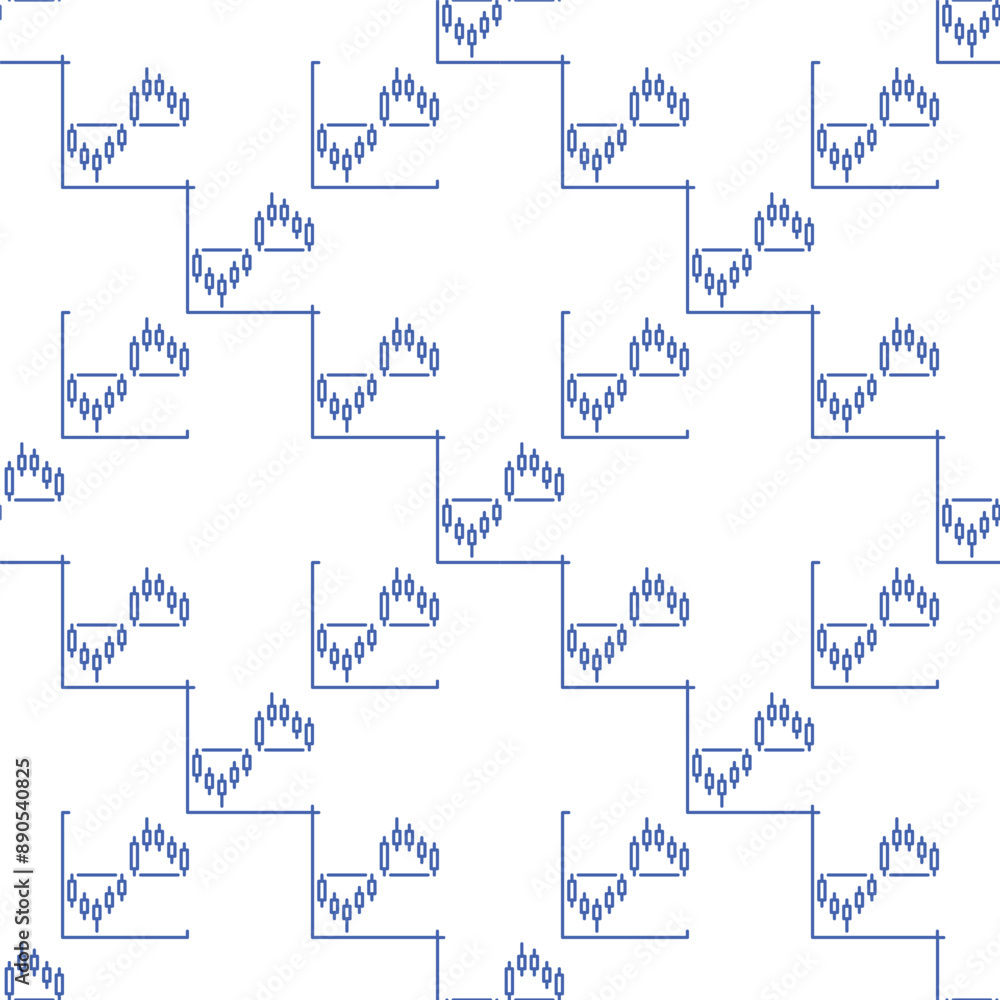 Poster candlestick chart formation vector seamless pattern in outline style