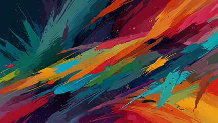 Obraz premium Abstract illustration background filled with dynamic and colorful paint brush strokes