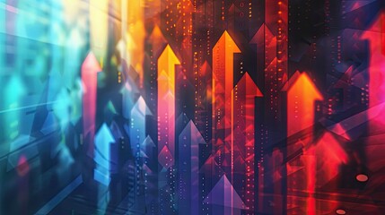Conceptual background for business growth with arrows and charts.