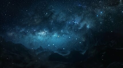 Fototapeta premium Starry Night Sky Over Mountains.