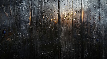 Rain Drops on Glass with Golden Sunset Light