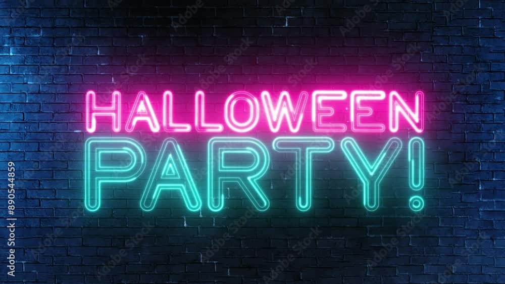Poster halloween party text font with light. luminous and shimmering haze inside the letters of the text ha