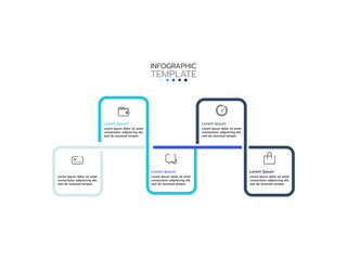 Infographic template with 5 options, steps, features or processes and business icons.