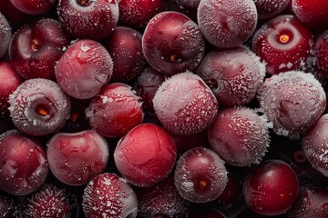 Photo of a pile of frozen cherries