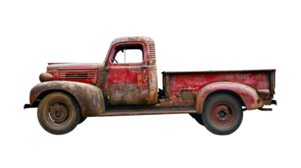 Old rusty pickup truck transparent background