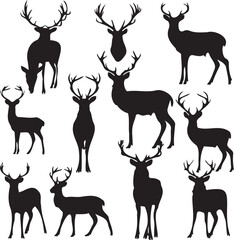 deers silhouette group different pose