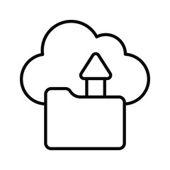 Folder with upward arrow and cloud denoting concept icon of cloud data storage, drive icon