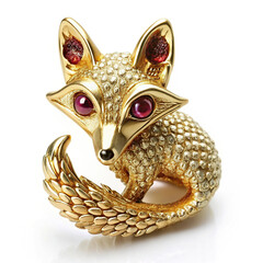 Brooch with a fox, decorated with diamonds and rubies, for lovers of luxury