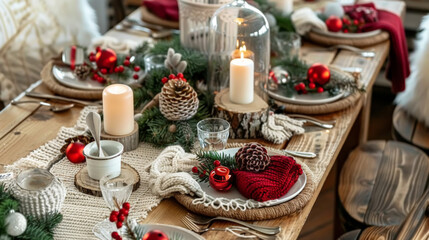 Cozy Rustic Christmas Table Setting