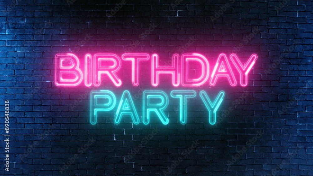 Poster happy birthday text font with light. luminous and shimmering haze inside the letters of the text hap