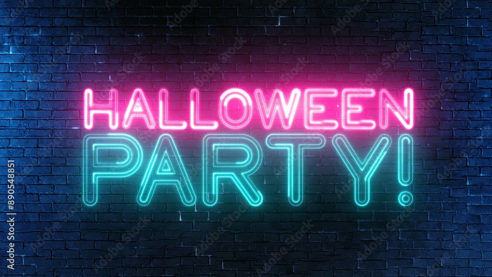 Poster halloween party text font with light. luminous and shimmering haze inside the letters of the text ha