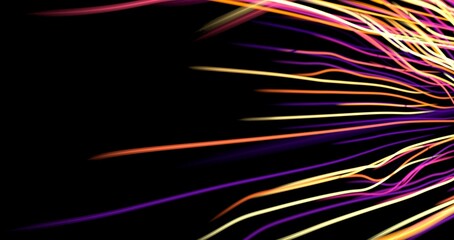 light trails with motion blur effect, long time exposure. Isolated on black