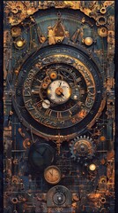 Fototapeta premium Old clock mechanism, close-up. Time is money concept.