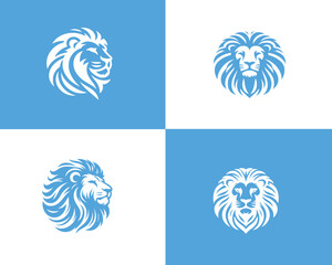 vector set of lion silhouette logo