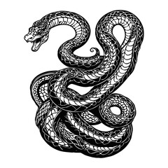 Obraz premium Snake . Black and white illustration. Pattern for tattoos, for use in graphics. Generated by Ai