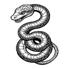 Fototapeta premium Snake . Black and white illustration. Pattern for tattoos, for use in graphics. Generated by Ai
