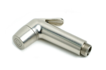 Toilet bidet shower spray or health faucet on white background.. It is popular for use in Asian areas.
