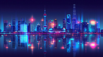 Fototapeta premium The beijing skyline isolation background, Illustration
