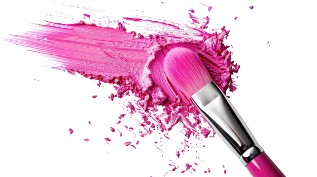 brush and pink paint transparent background