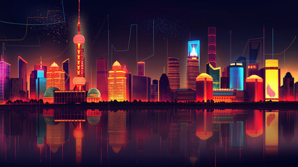 The beijing skyline isolation background, Illustration