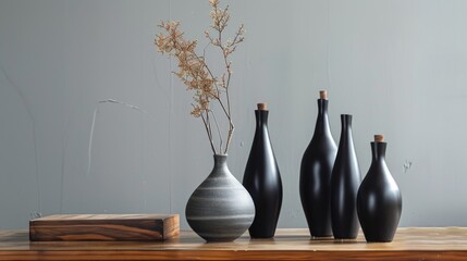 Modern Minimalist Black Ceramic Vase for Stylish Decor