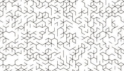 Black and white abstract geometric pattern. Hexagon lines for background and jersey design. Fully editable vector element. 