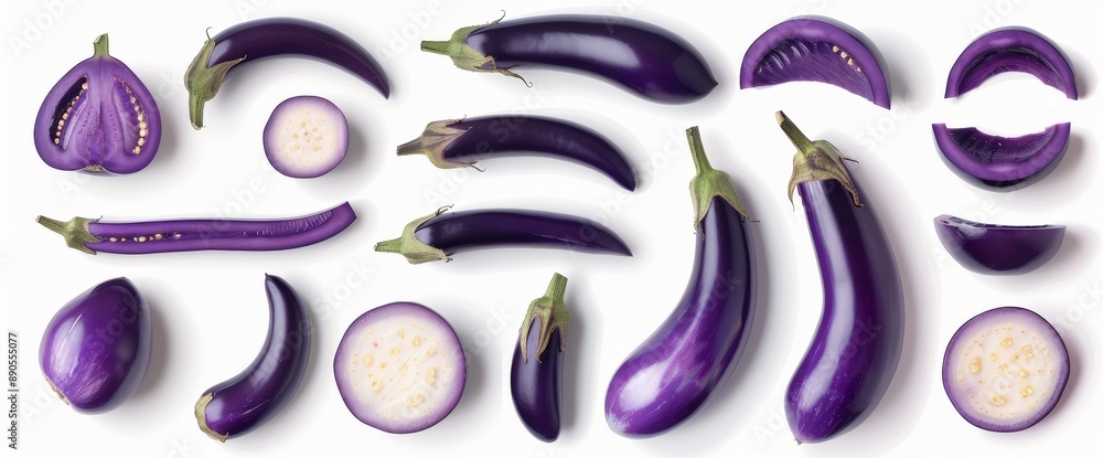 Wall mural a mockup template for artwork graphic design with eggplant aubergine brinjal baigan fruit vegetables