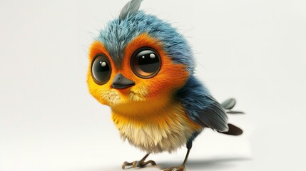 Fototapeta premium A blue jay in the winter on a porch railing