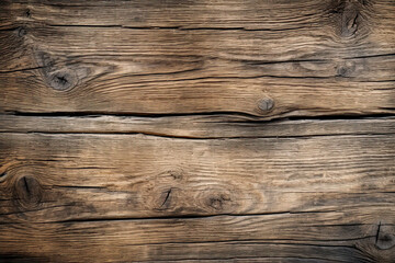 Naklejka premium Close-up view of weathered wooden planks displaying a variety of grains and knots. Suitable and an overlay or for the addition of your text.