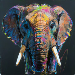 Obraz premium image of an elephant using felt-tip pens using children's drawing techniques.