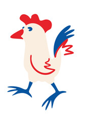 French rooster. Vector illustration in colors of French flag isolated on white background