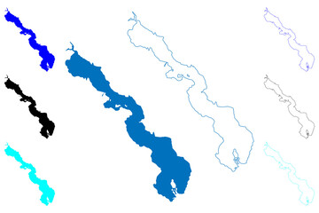 Lake Yelcho (South America, Republic of Chile) map vector illustration, scribble sketch map