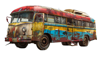 old bus isolated on transparent background. generated by Ai.