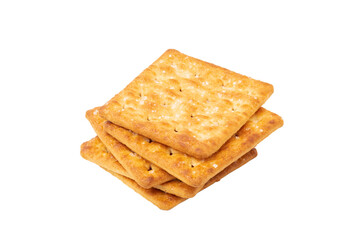 Dry thin crunchy crackers topping with granulated sugar isolated on white background