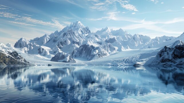 Glaciers retreating in mountainous regions, visibly reduced over time due to global warming